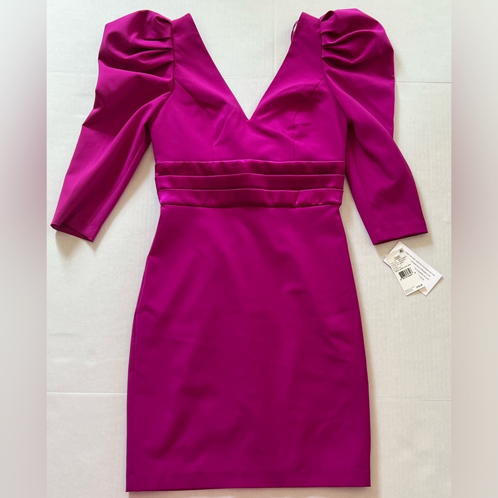 NWT - Aidan Mattox Fuchsia Mini Dress with bow in the back